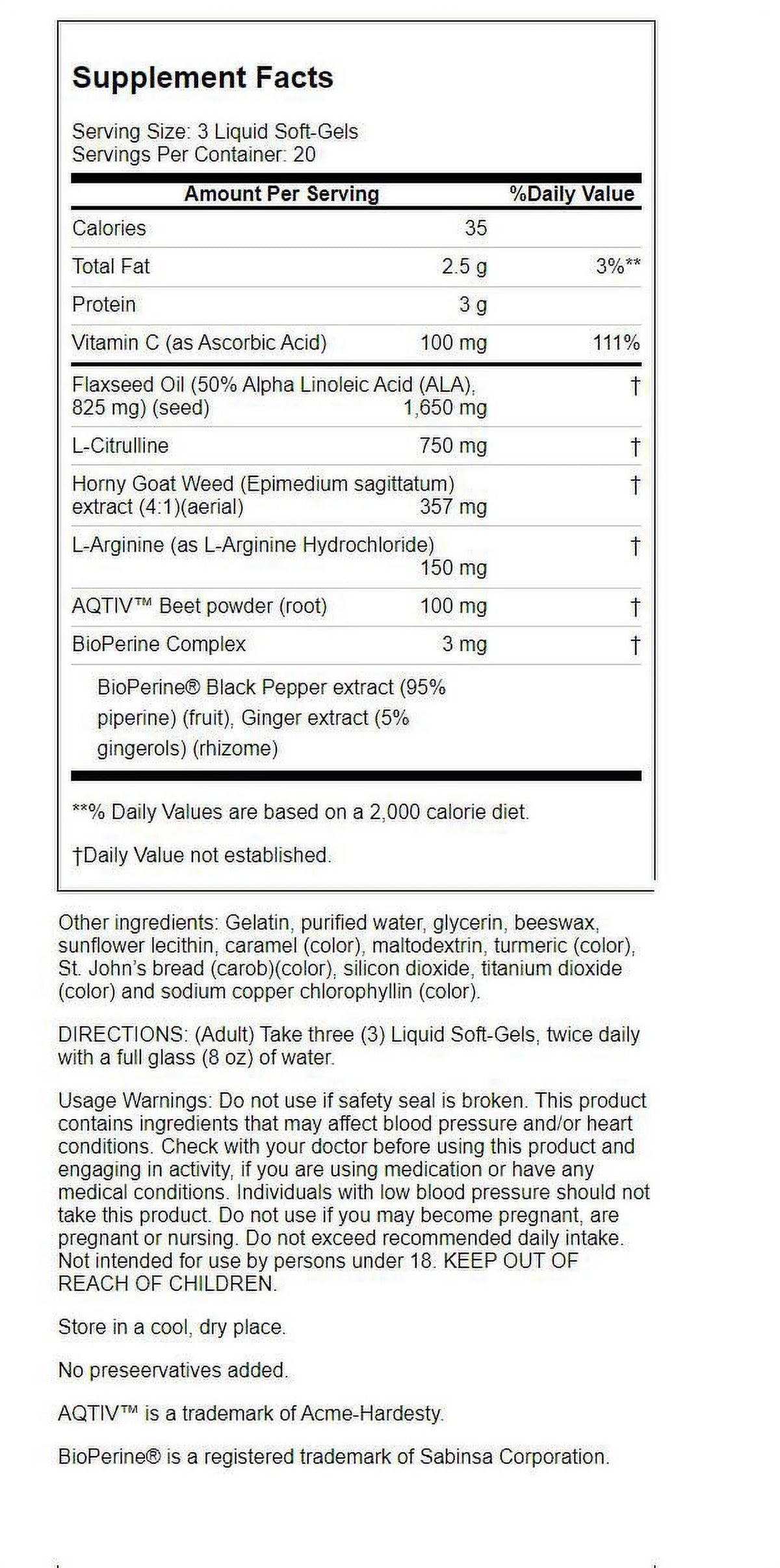 Horny Goat Weed with Nitric Oxide Booster 60 Sgels B386