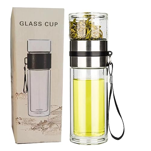 Glass Tea Infuser Bottle Double Wall 15oz Q69785