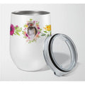 Pink Flowers Stainless Steel Stemless Wine Glass L6883