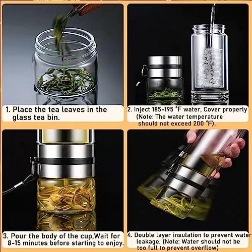 Glass Tea Infuser Bottle Double Wall 15oz Q69785