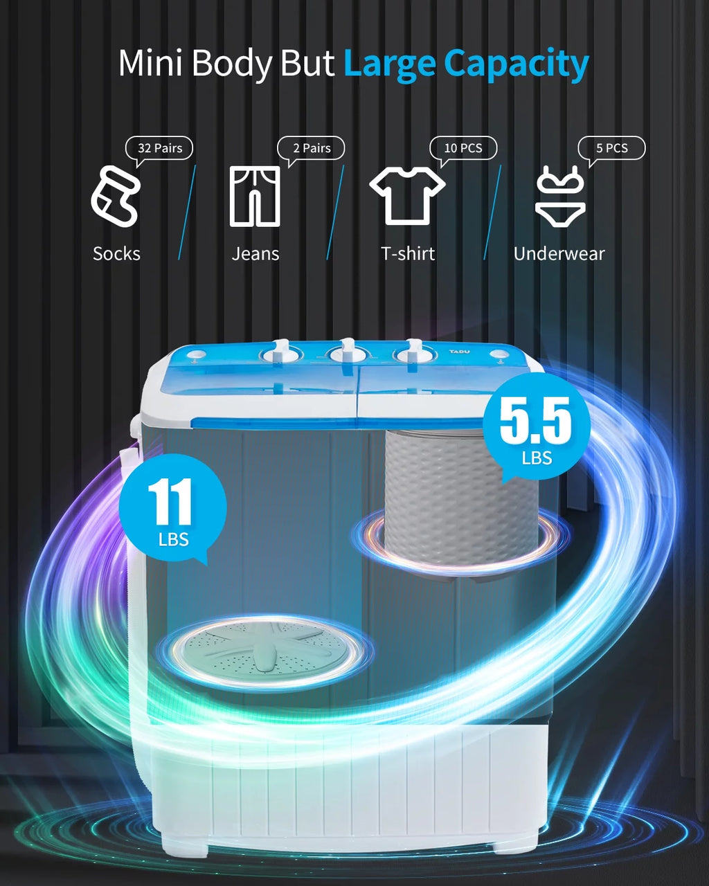 16.5lbs Portable Twin Tub Washing Machine J155