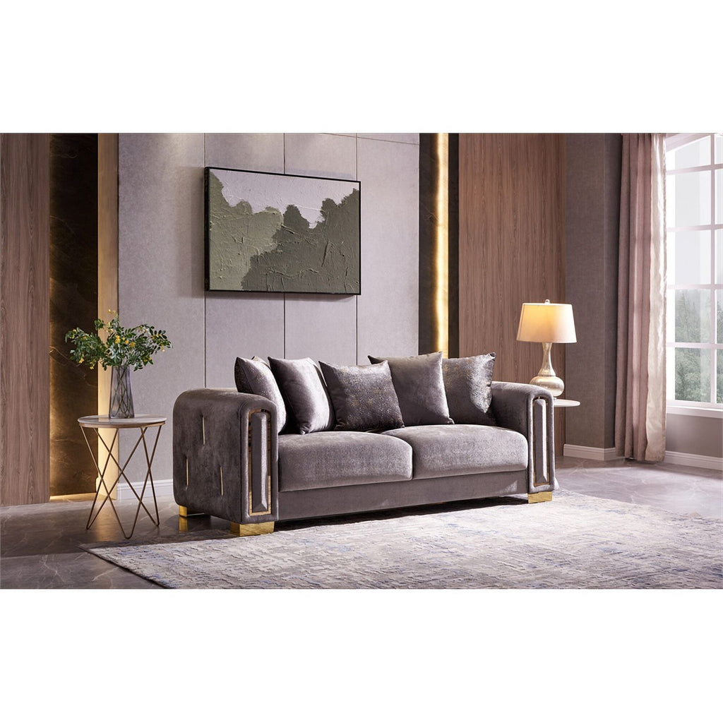 Gray Velvet 2Pc Living Room Set I3548