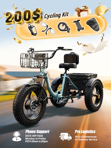 Electric Tricycle 20" Fat Tire 3 Wheel Folding with Large Rear Basket W100