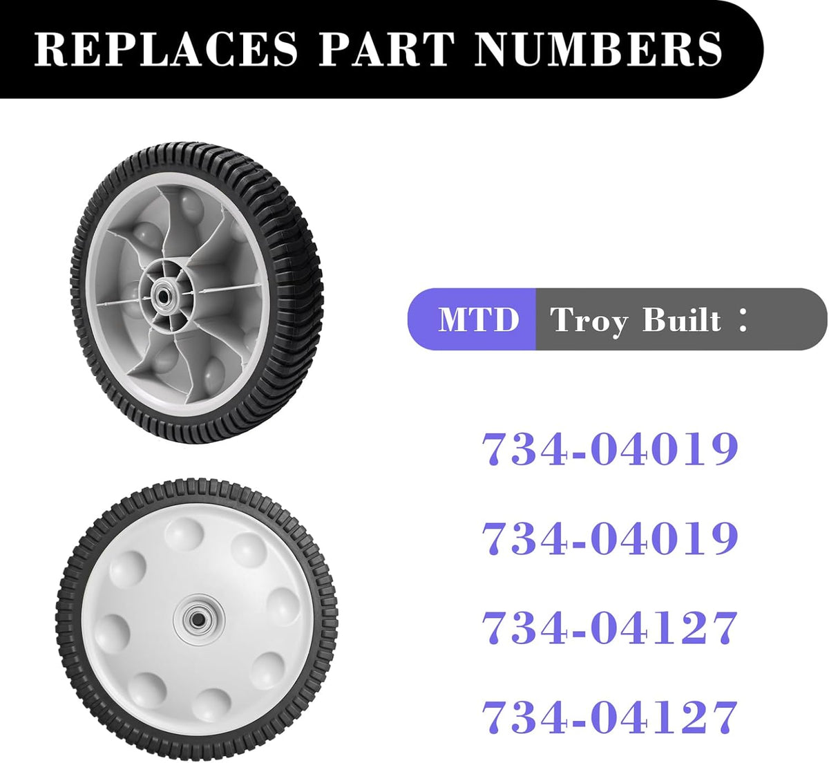 12 Inch Rear Wheel Replacement for Push Lawn Mower, 1 Pack Z392309
