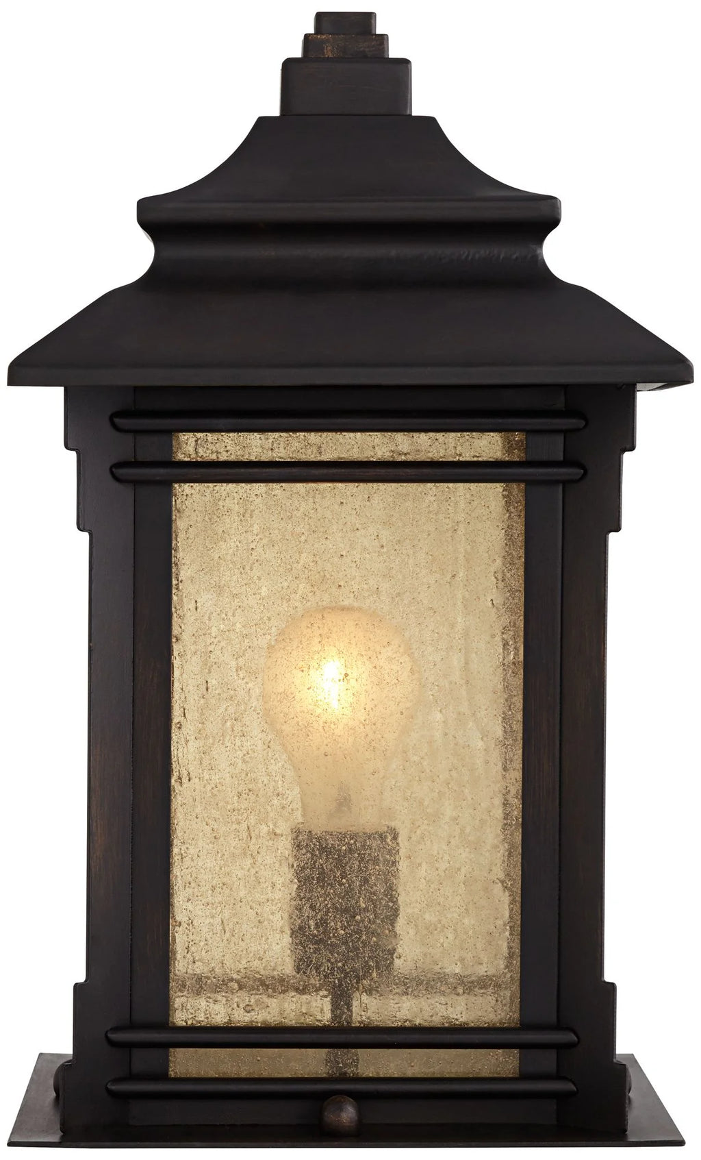Rustic Farmhouse Outdoor Pier Mount Light Walnut Bronze Frosted Cream Glass V52301
