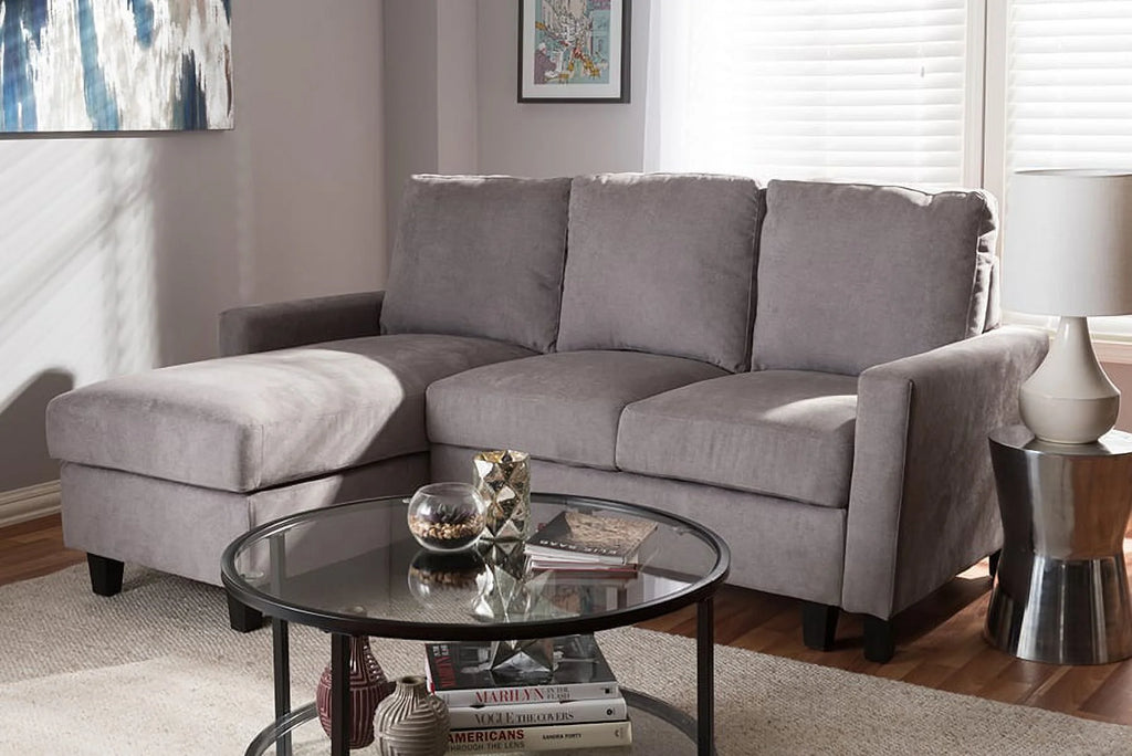 Light Grey Fabric Reversible Sectional Sofa A2703