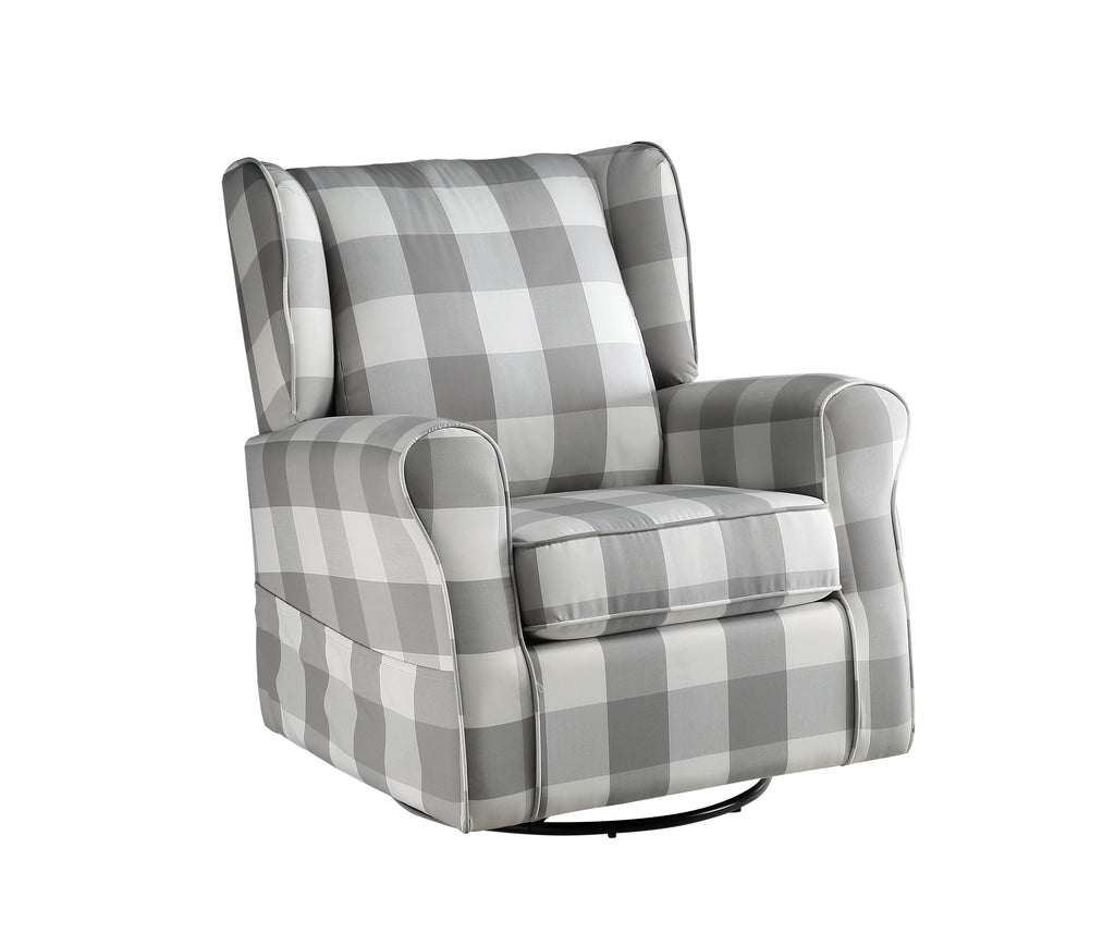 Gray Fabric Swivel Chair with Glider J79218