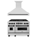 48 In. Gas Range and Range Hood in Stainless Steel with Matte Black Accents T952