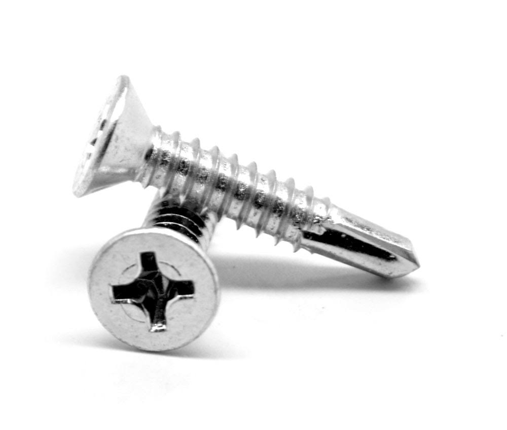 #12-14 x 5/8 Self Drilling Screw Phillips Flat Head Undercut Low Carbon Steel Zinc Plated Pk 5000 E6436