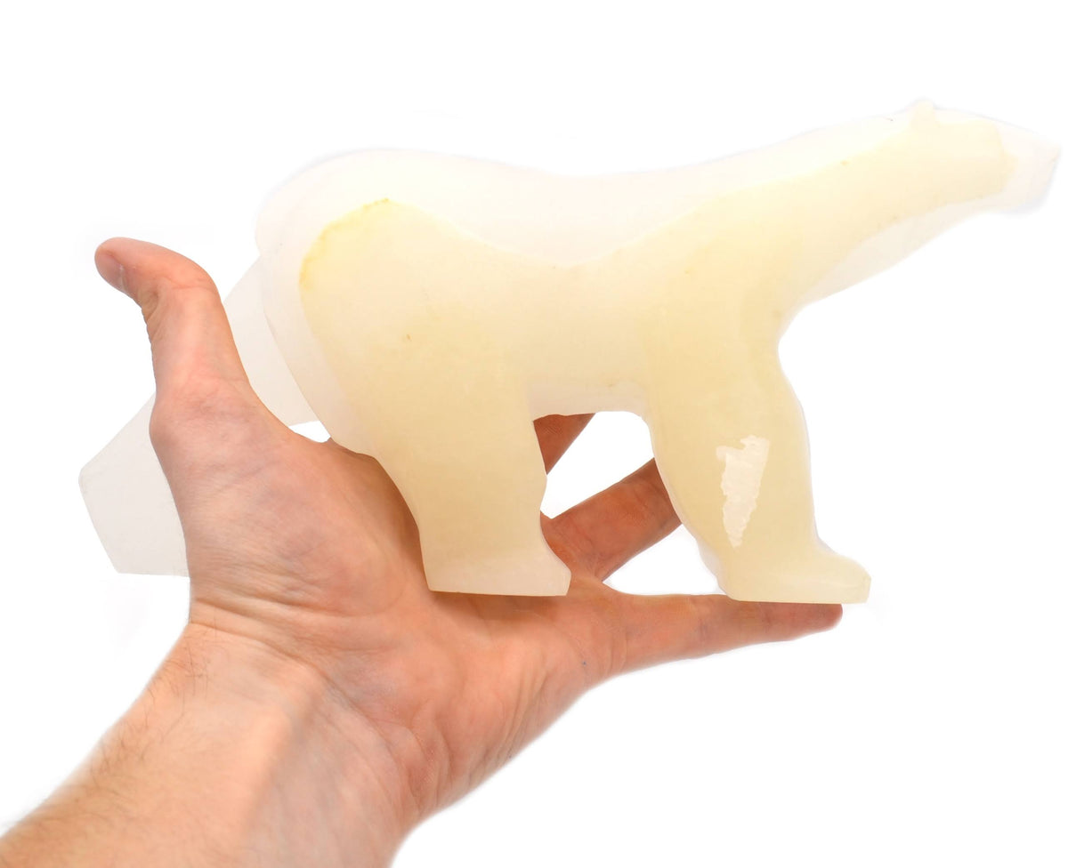 10x22 Long Carved Calcite Polar Bear Figure G616