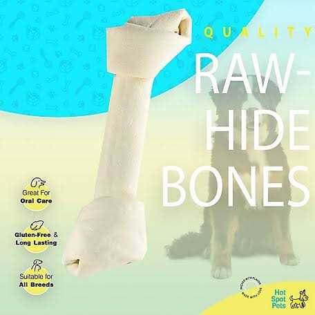 Natural White Knotted Rawhide Dog Chew Treats K830