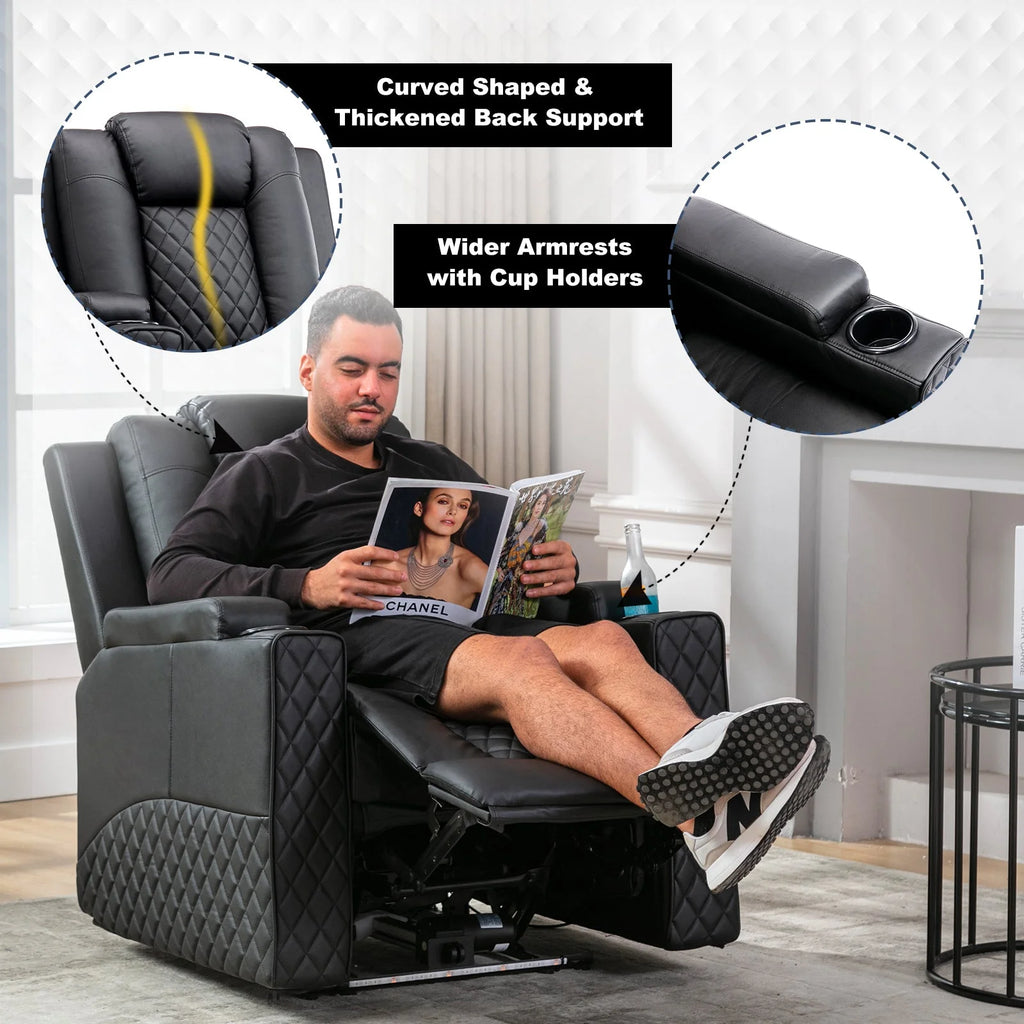Black PU Leather Massage Recliner Chair H13478