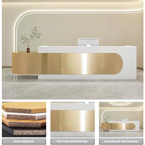 Reception Desk with LED Lights & Glass Top and Lockable Drawer (64IN) O8632