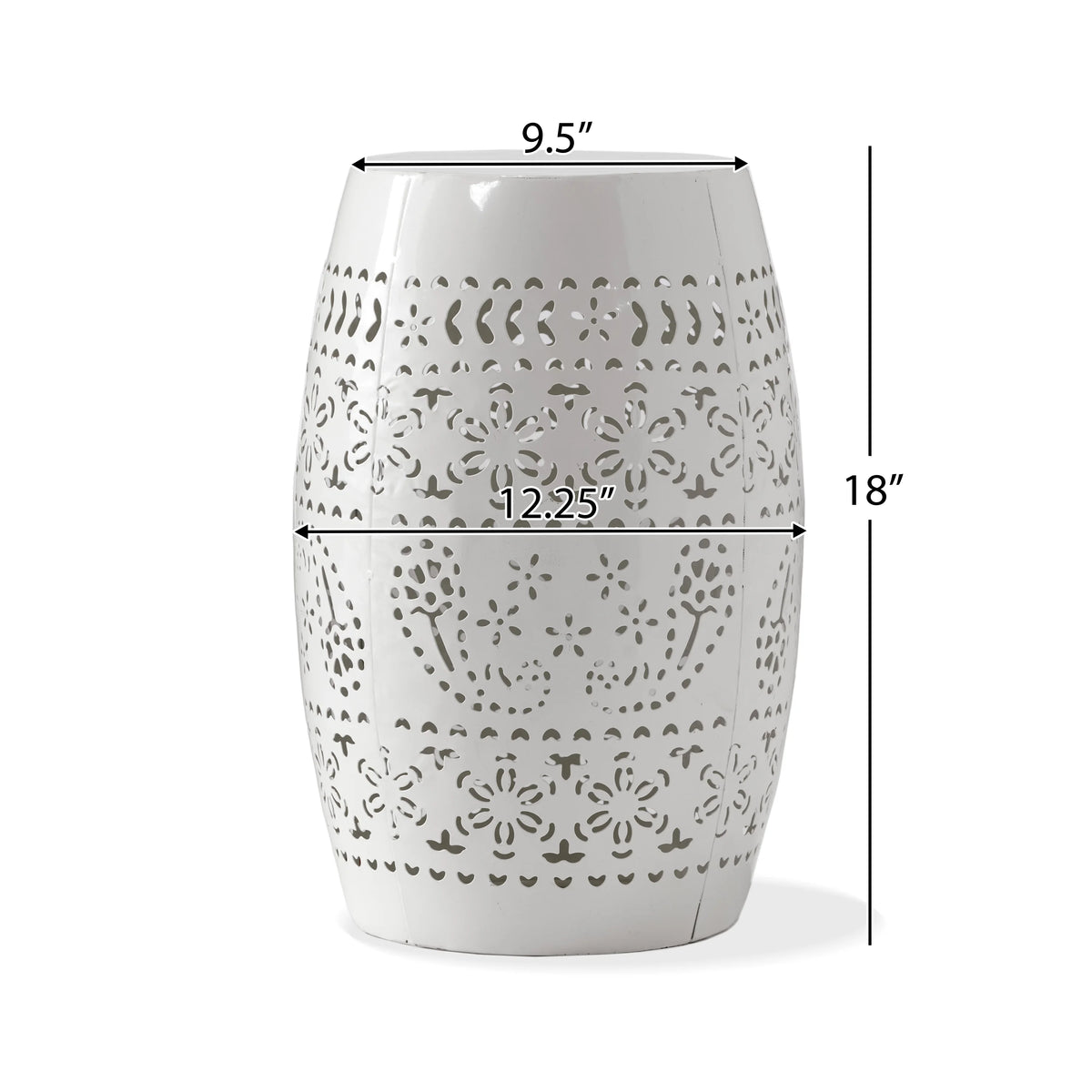 White 12 Lace Cut Iron Side Table Z646