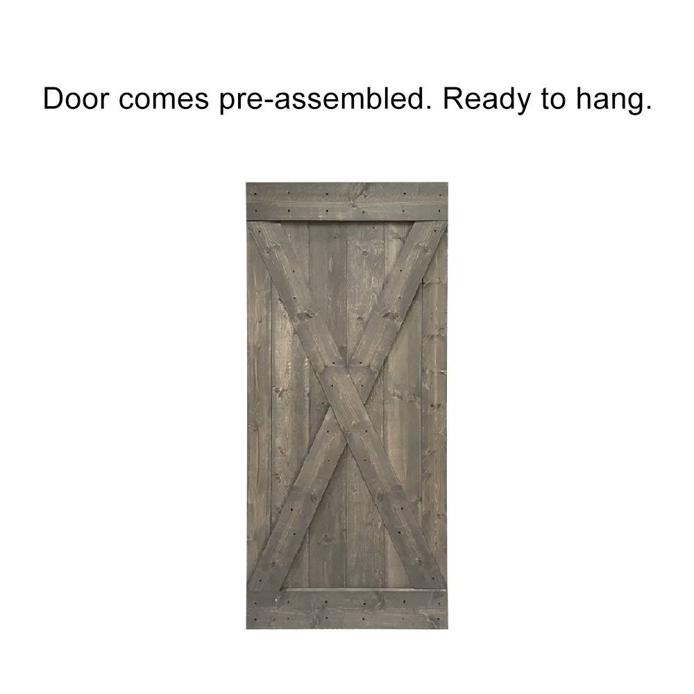 36 in. x 84 in. Espresso Stained Wood Interior Sliding Barn Door with Hardware Kit G30489