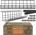 Black Under Desk Cable Management Tray Set of 4 O444