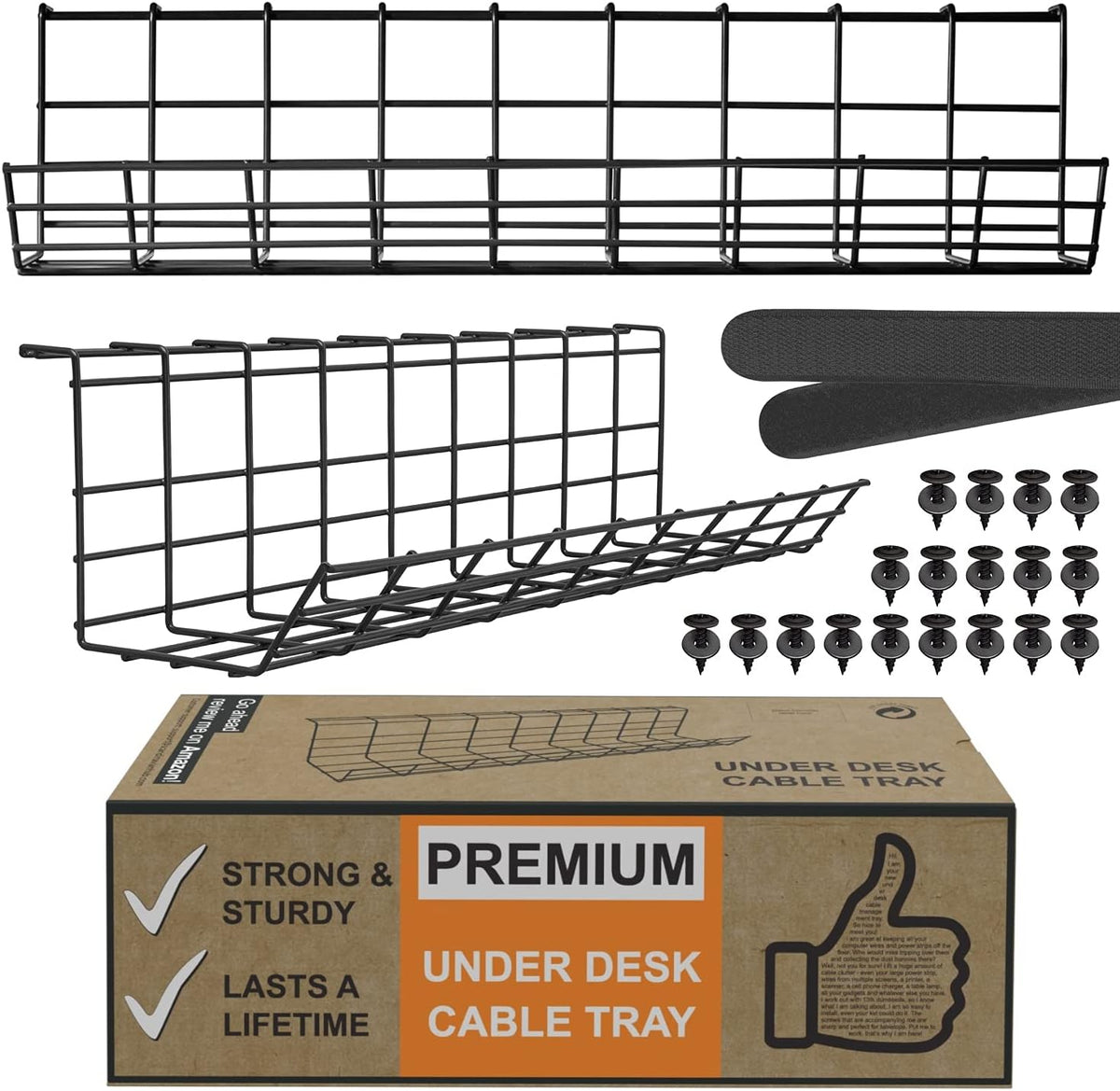 Black Under Desk Cable Management Tray Set of 4 O444