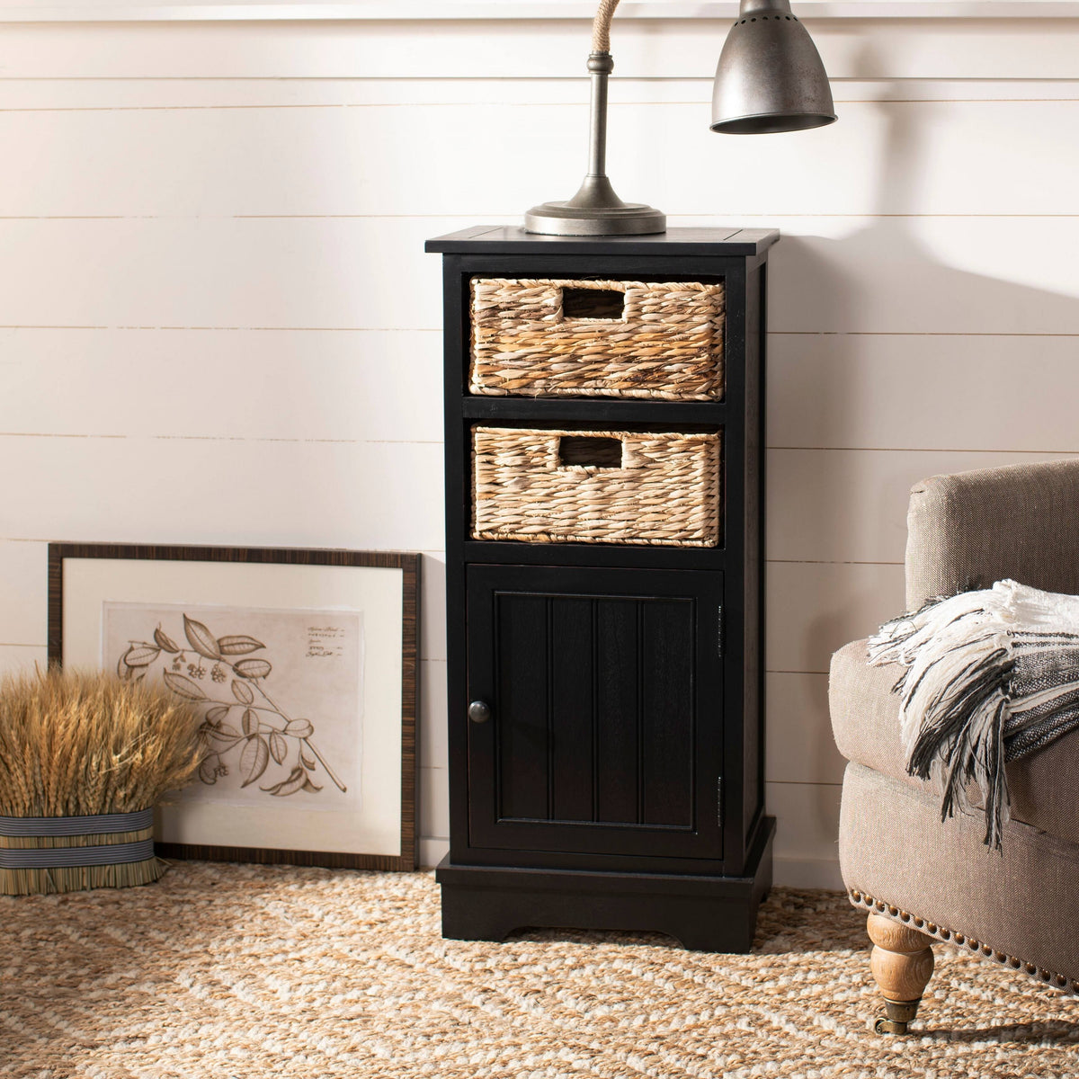 Distressed Black Cabinet R776