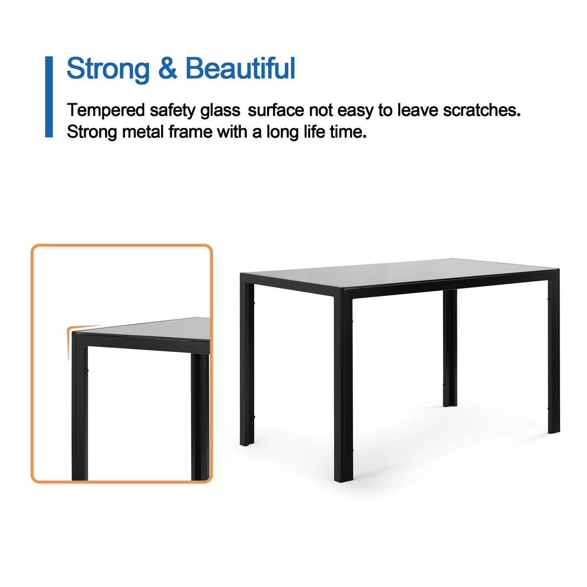5 Pieces Tempered Glass Dining Table Set with 4 Faux Leather Chairs S3438