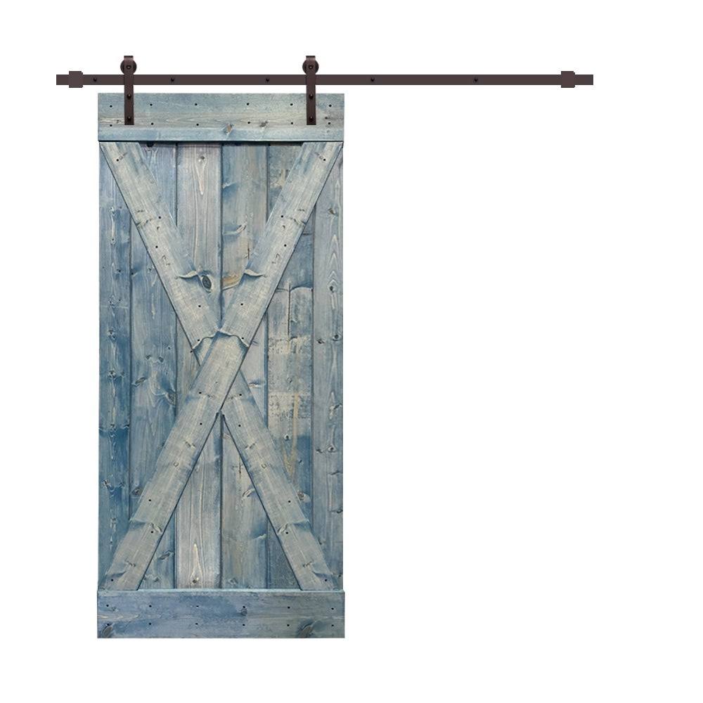 36 in. x 84 in. Espresso Stained Wood Interior Sliding Barn Door with Hardware Kit G30489