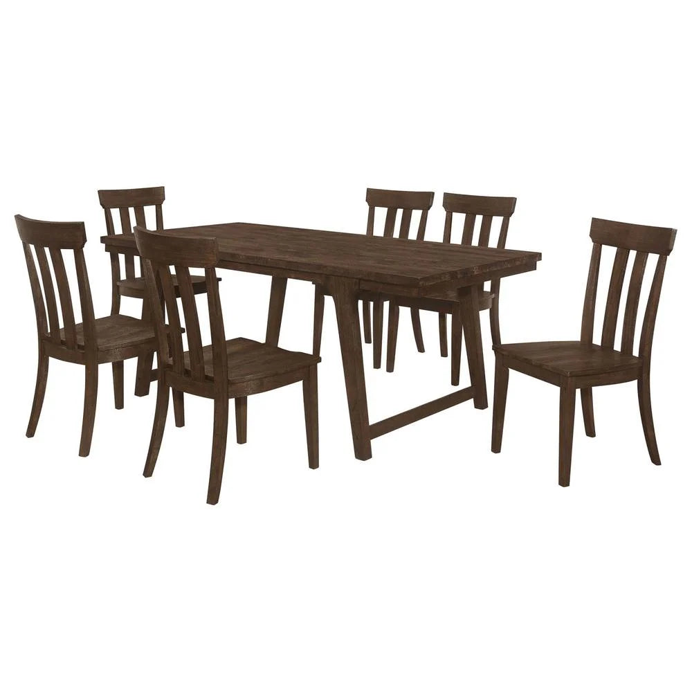 7-piece Farmhouse Wood Rectangular Dining Table Set X56381