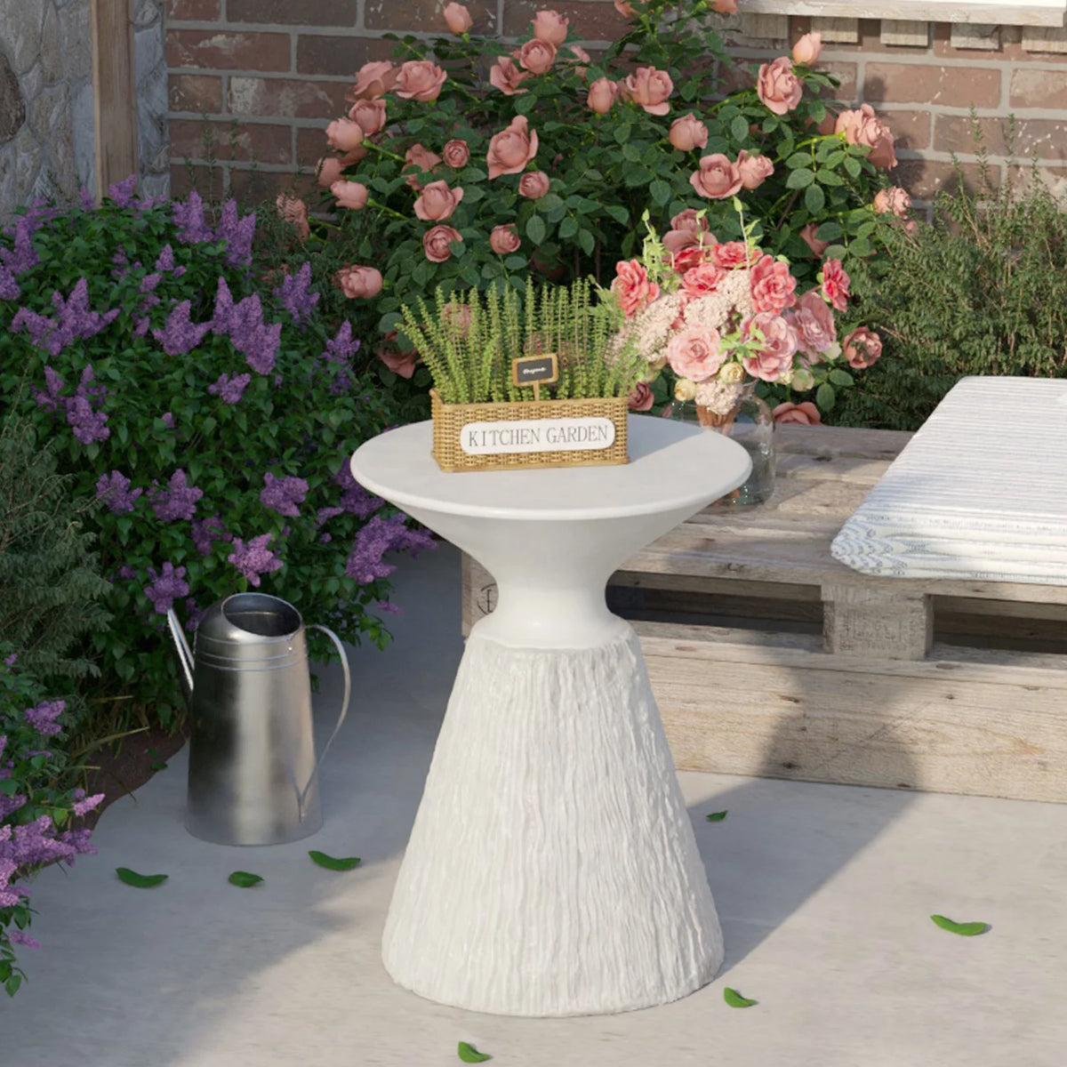 White Round Concrete Side Table Z6415