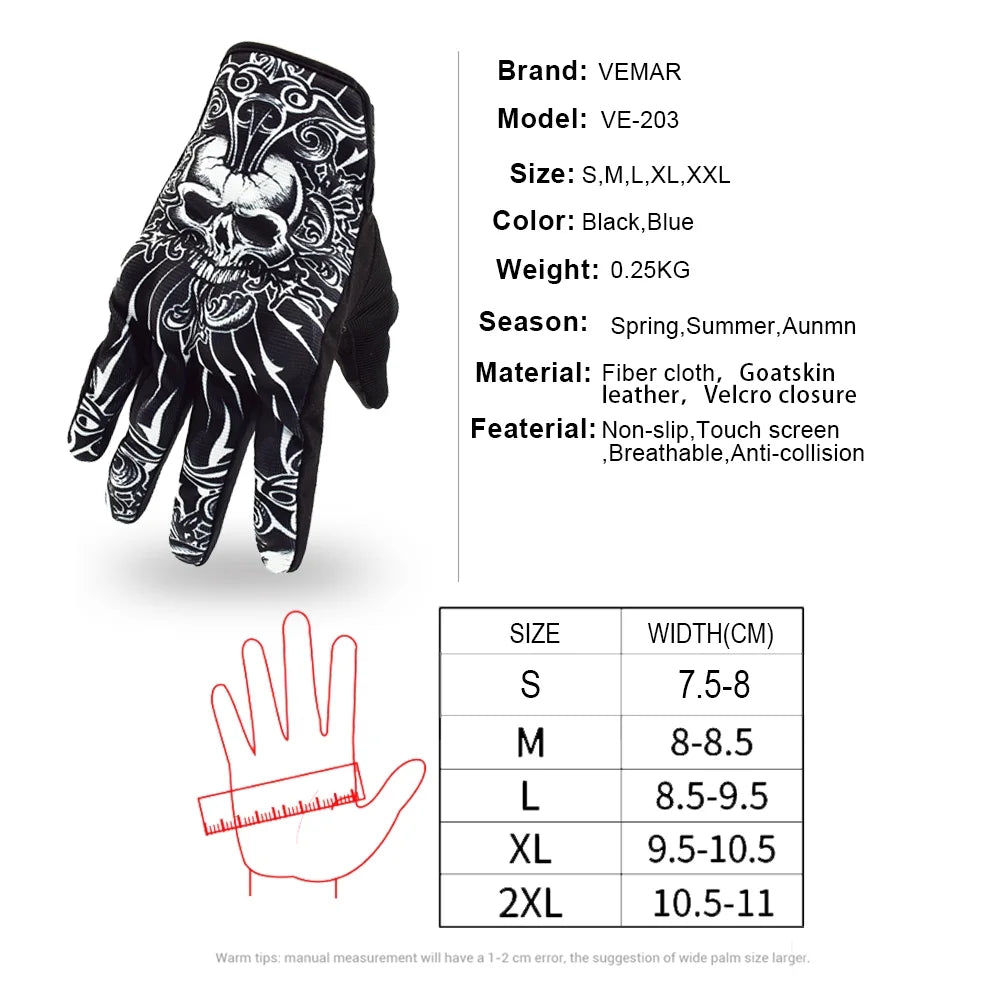 Black Skull Motocross Gloves D920