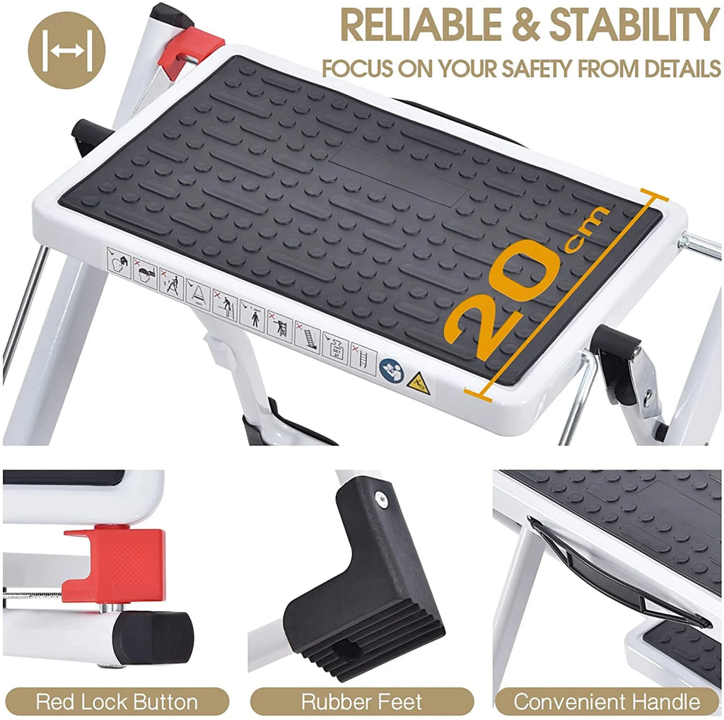 2 Step Folding Non-Slip Ladder 330Lbs Capacity Q9888