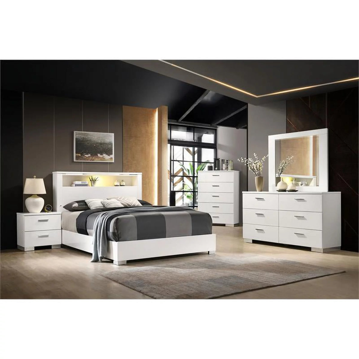 White 5 Drawer Bedroom Chest N62672