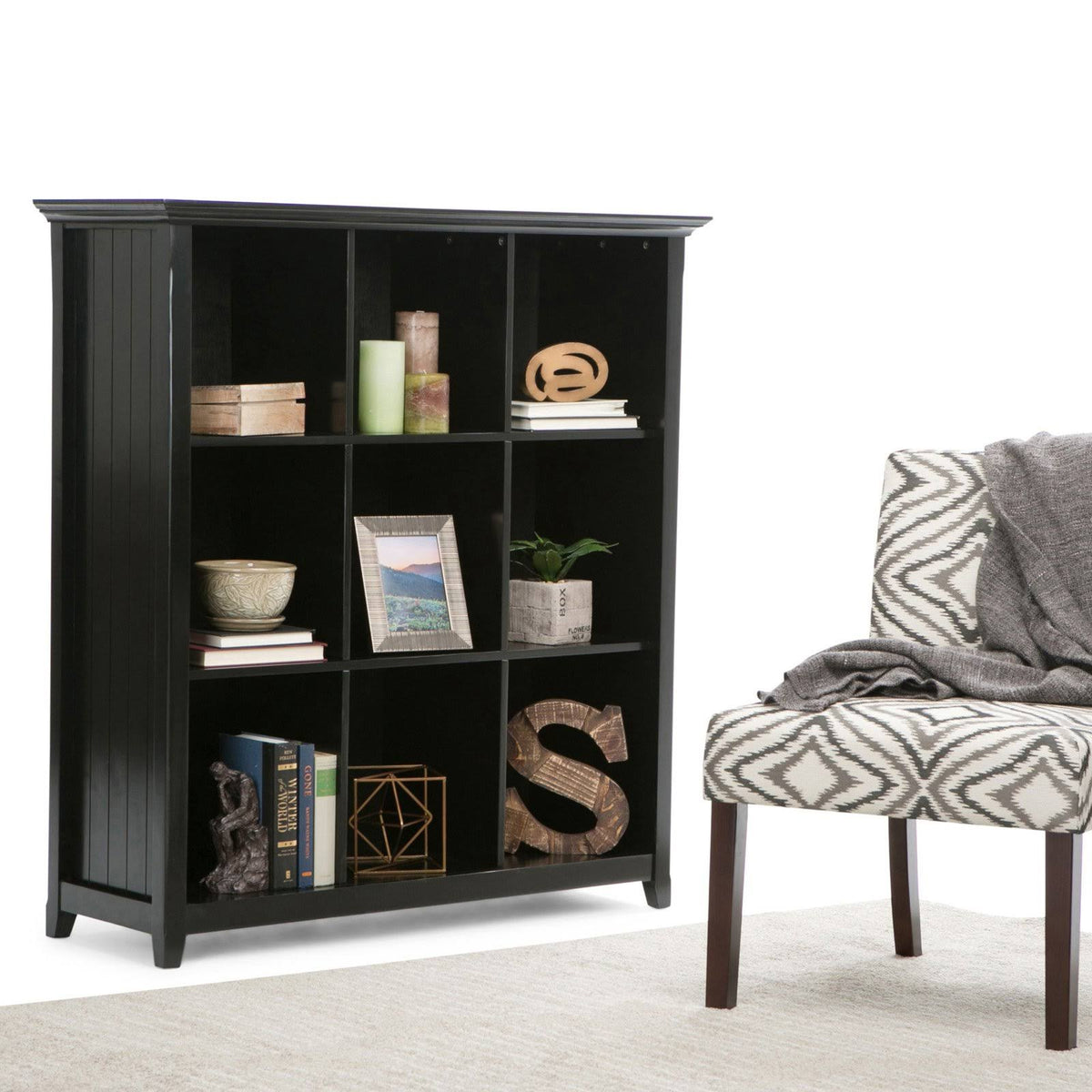 Black 9 Cube Bookcase W9573