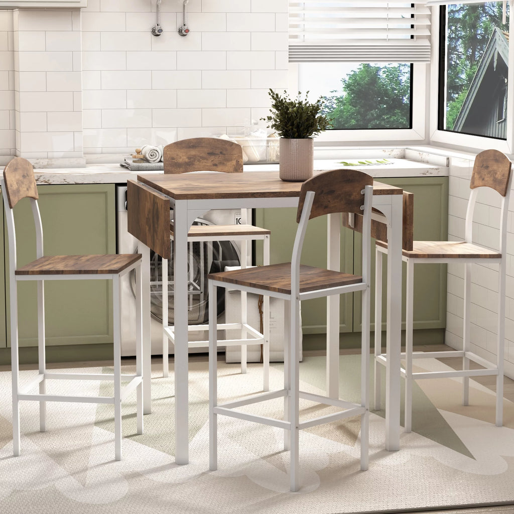 5 Piece Counter Height Dining Table Set with Drop Leaf and 4 Chairs I73203