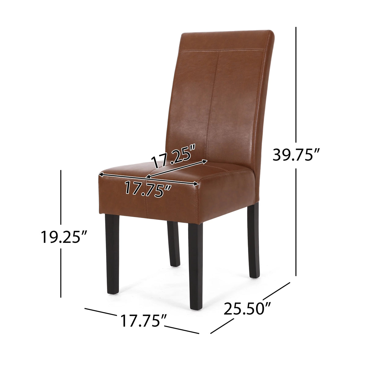 Cognac Brown Faux Leather Dining Chairs Set of 4 W312