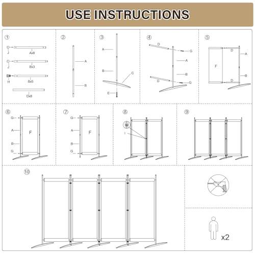 Black 4 Panel Room Divider V336