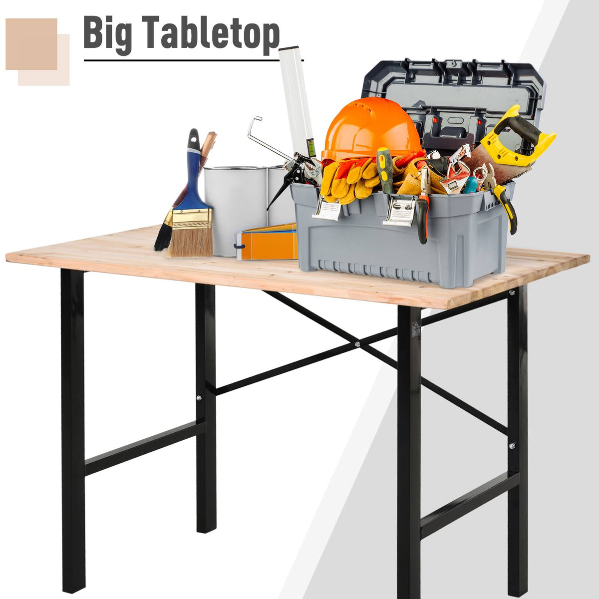Fir Wood Work Table with X-Shape Bracket E4953