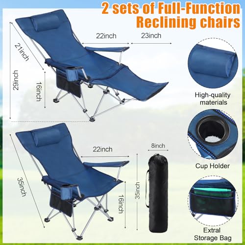 Folding Reclining Camping Chair with Umbrella and Foot Rest Z815