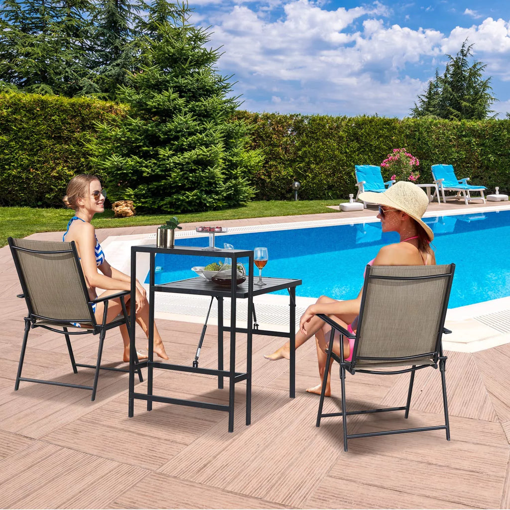 3 Piece Outdoor Folding Bistro Set with Coffee Table S622813