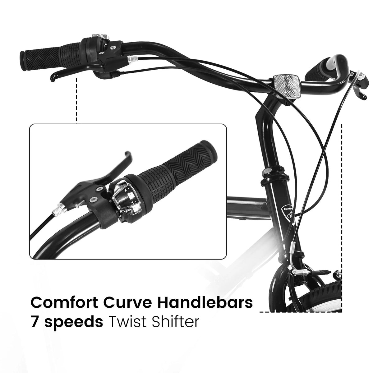 26-inch 7 Speeds Steel Beach Cruiser Bike with Rear Cargo Rack, Black Q456286
