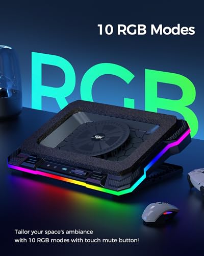 9 Quiet RGB Fans Cooling Pad for 15.6-17.3 Inch Laptops with 2 USB Ports Q465457