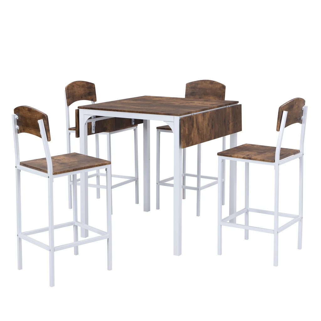 5 Piece Counter Height Dining Table Set with Drop Leaf and 4 Chairs I73203