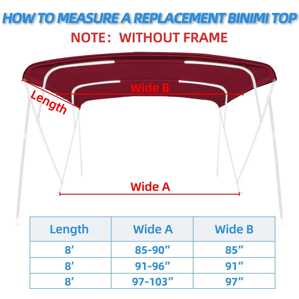 Burgundy Marine Grade Waterproof Bimini Top Replacement Cover D8999
