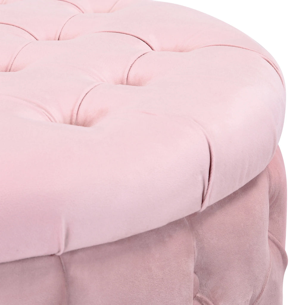 Pink Velvet Tufted Storage Ottoman F8348