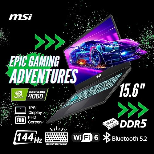 15.6" FHD 144Hz Gaming Laptop Intel Core i7-12650H NVIDIA GeForce RTX 4060 32GB DDR5 RAM 1TB SSD Translucent Black J5769