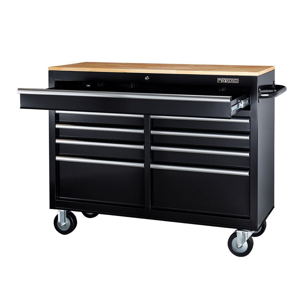 Black 9-Drawer Mobile Storage Cabinet with Solid Wood Top Q415020