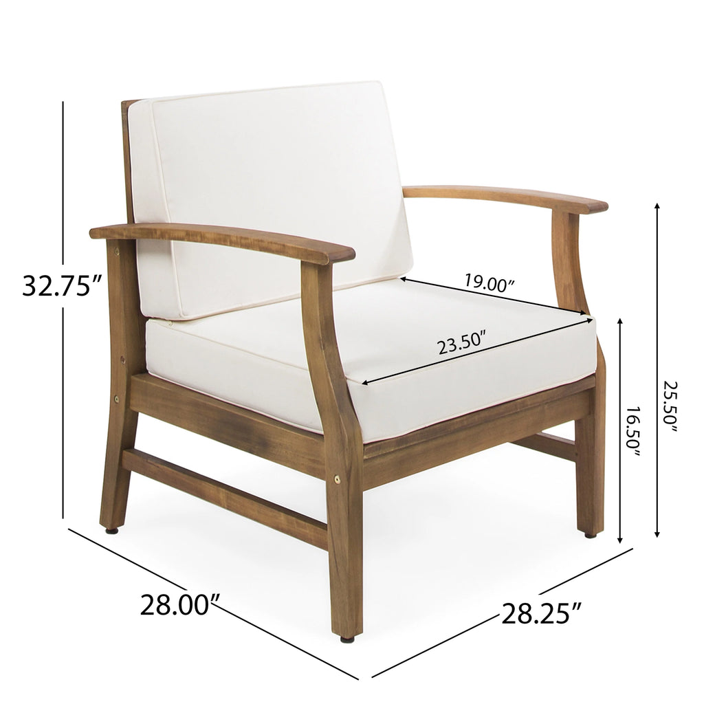 Acacia Wood Club Chairs with Cushions, Set of 2 G989