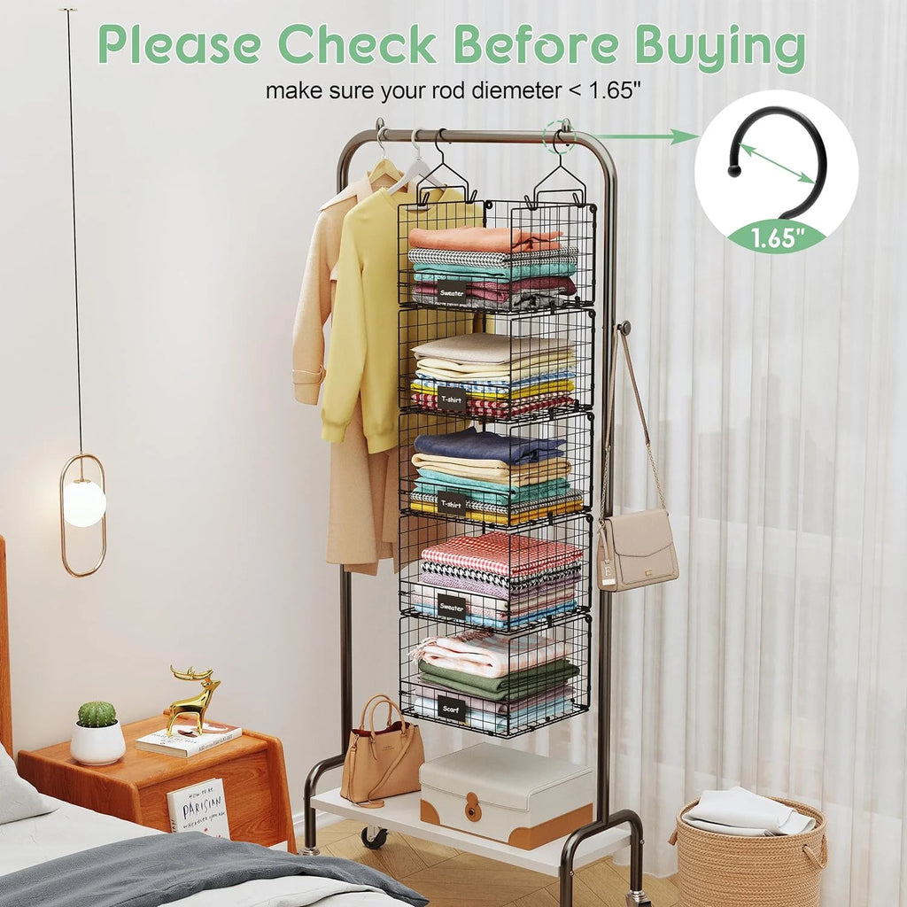 5 Tiers Hanging Closet Shelves Organizer with S Hooks R78667