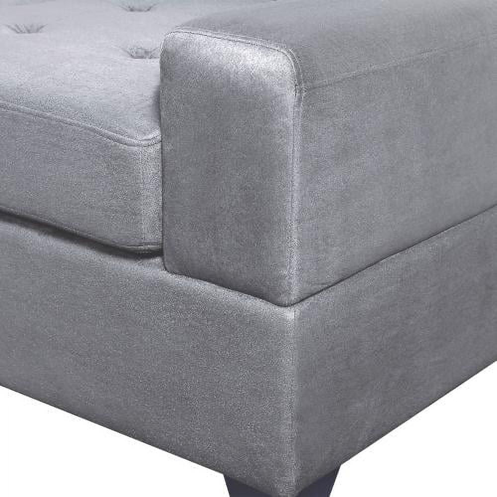 3 Piece Microfiber Sectional Sofa with Reversible Chaise Lounge Storage Ottoman and Cup Holders I516