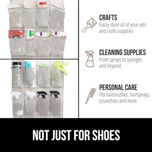 Over the Door Shoe Organizer, 24 Mesh Pockets, Black G4362