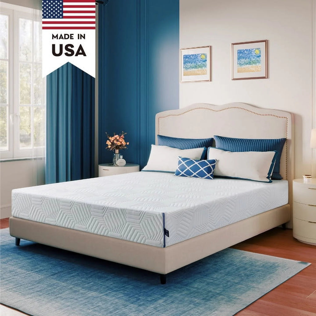 Blue 8 inch Cooling Gel Memory Foam Mattress C5109