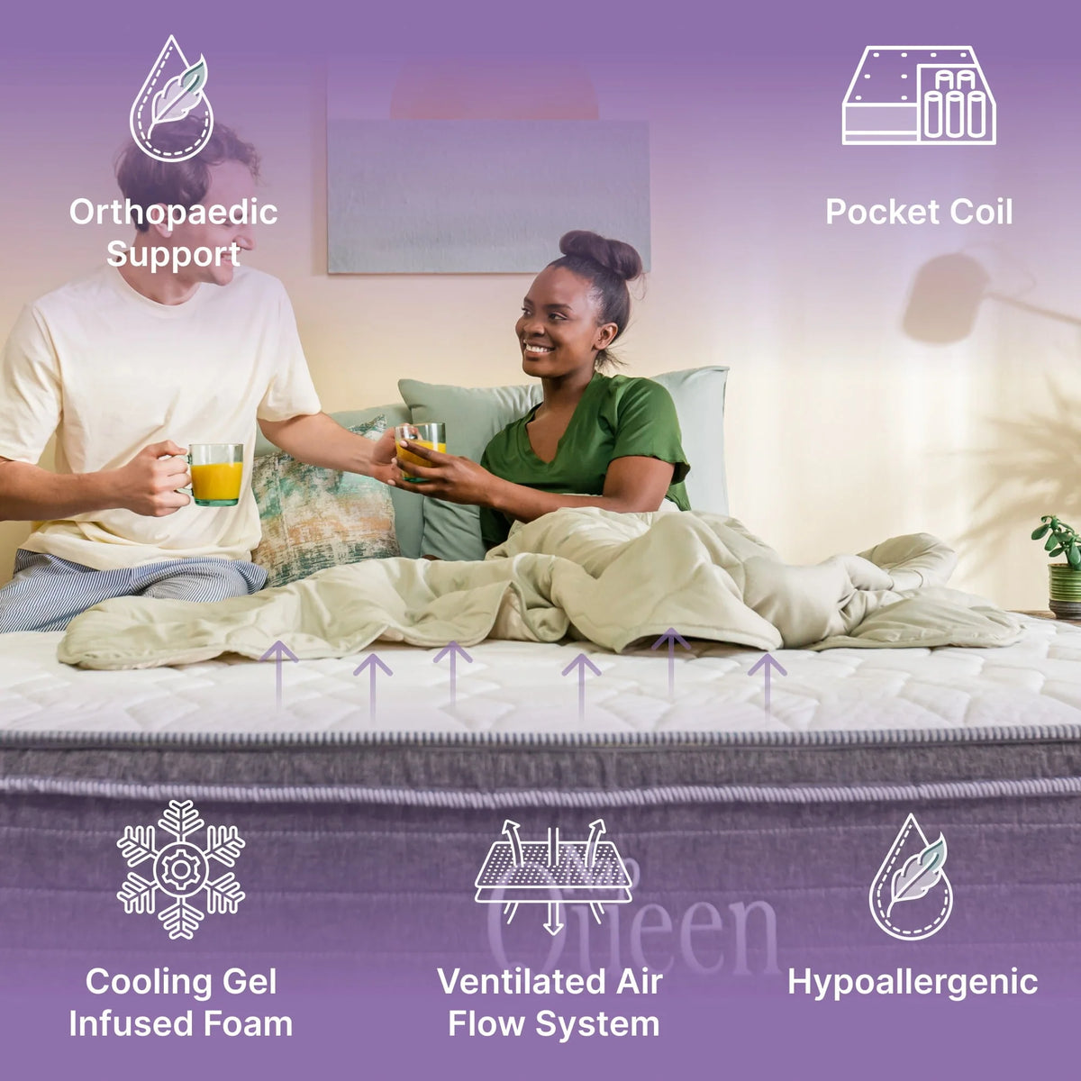 Queen Size Hybrid Memory Foam Pocket Spring Mattress O18838