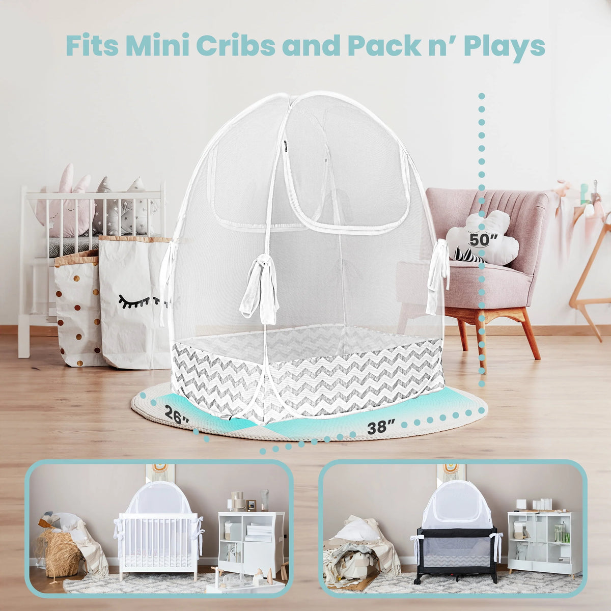 Baby Safety Pop Up Pack n Play Tent with Auto-Lock Zippers Y49056